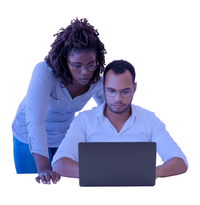 Two individuals working while keeping safe