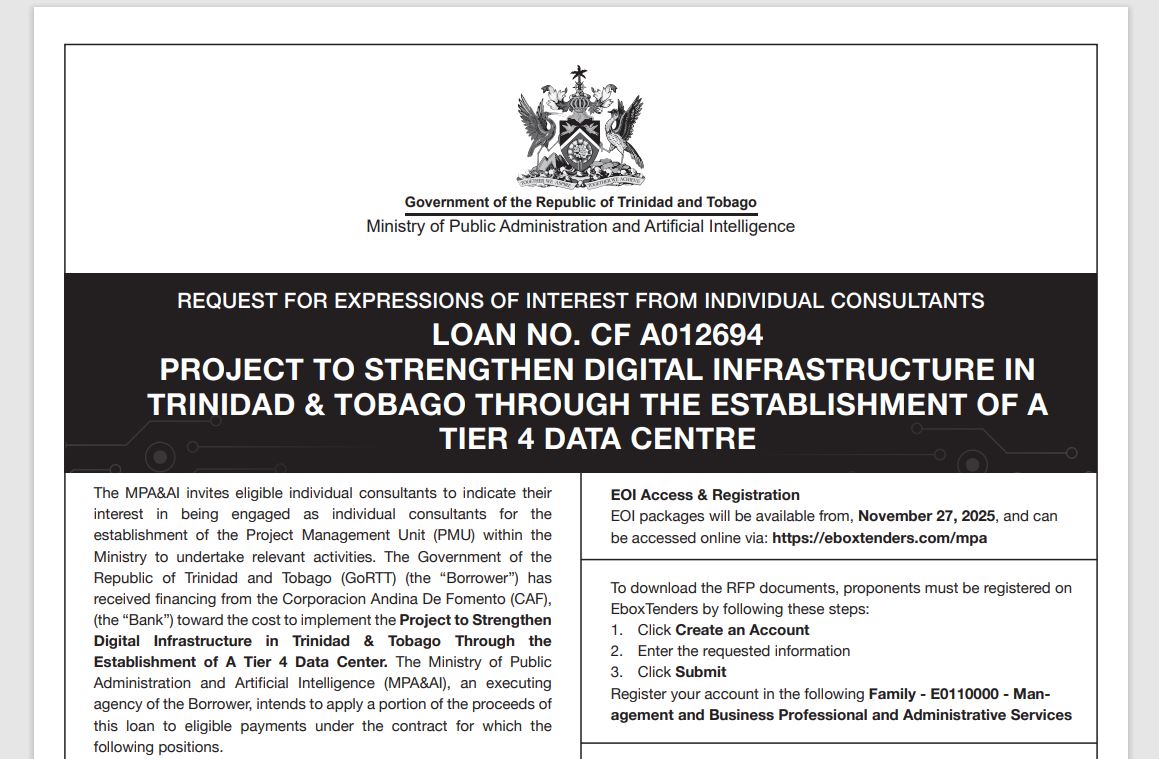 Request for Expression of Interest from Individual Consultants to Strengthen Digital Infrastructure via a Tier 4 Data Centre
