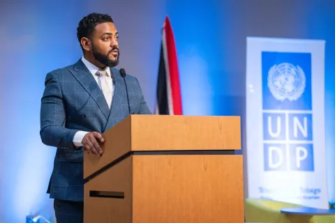 Senator the Honourable Dominic Smith, Minister of Public Administration and Artificial Intelligence gives the feature address at the National Artificial Intelligence (AI) Assessment Launch, hosted in collaboration with the United Nations Development Programme (UNDP) and the United Nations Educational, Scientific and Cultural Organization (UNESCO).